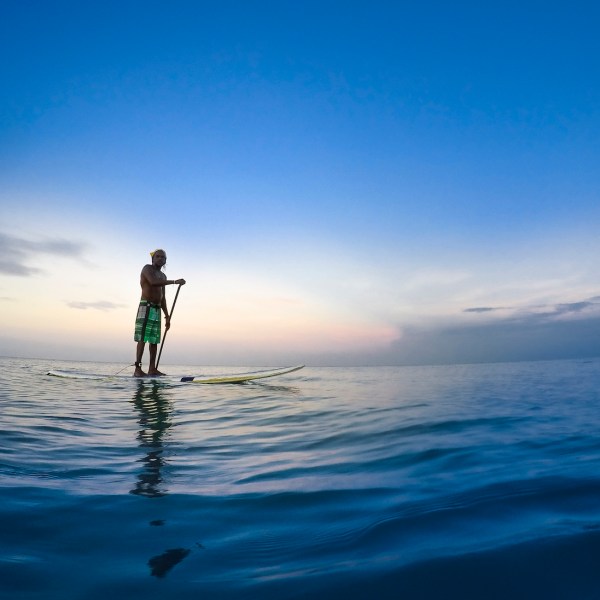paddleboarder on calm water